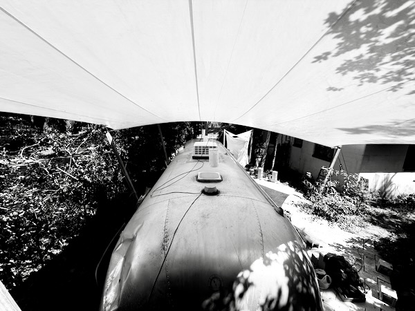 airstream canopy cover with glowing light