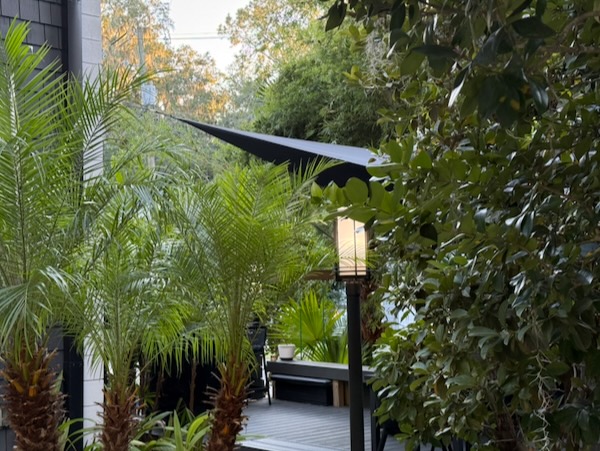 custom shade sail patio corner WindFire Designs