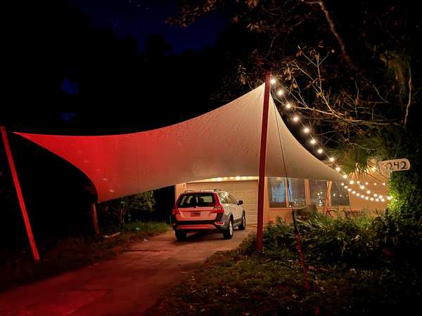 Image 52 from custom rainshades - tensile mambrane rain shelters for residential applications by windfire designs