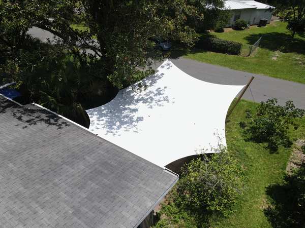 Image 72 from custom rainshades - tensile mambrane rain shelters for residential applications by windfire designs