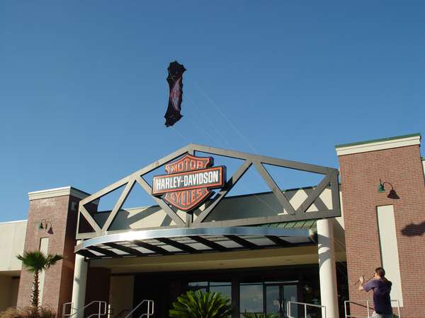 Image 2 from Branded indoor quadline kite for corporate trade show performance for Harley Davidson - by WindFire Designs