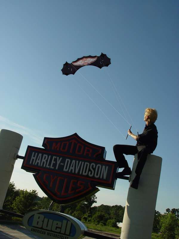 Image 3 from Branded indoor quadline kite for corporate trade show performance for Harley Davidson - by WindFire Designs