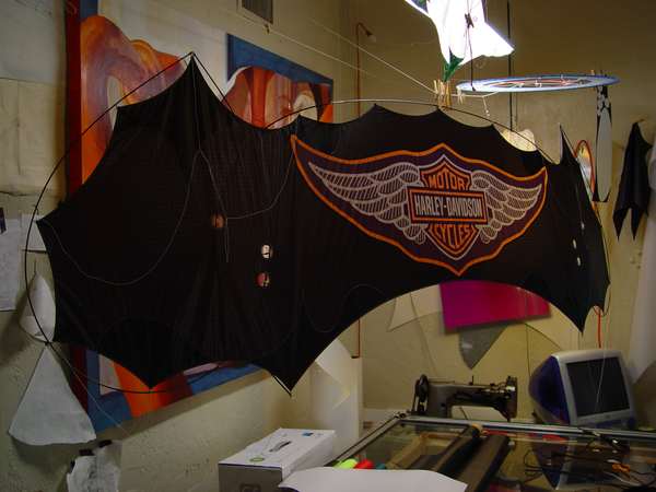 Image 9 from Branded indoor quadline kite for corporate trade show performance for Harley Davidson - by WindFire Designs