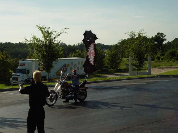 Image 13 from Branded indoor quadline kite for corporate trade show performance for Harley Davidson - by WindFire Designs