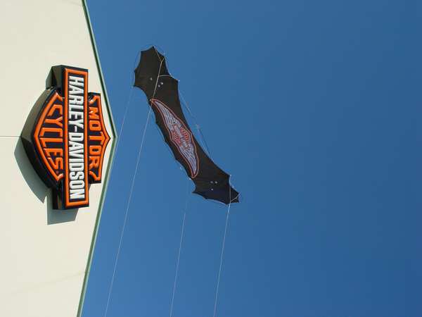Image 14 from Branded indoor quadline kite for corporate trade show performance for Harley Davidson - by WindFire Designs