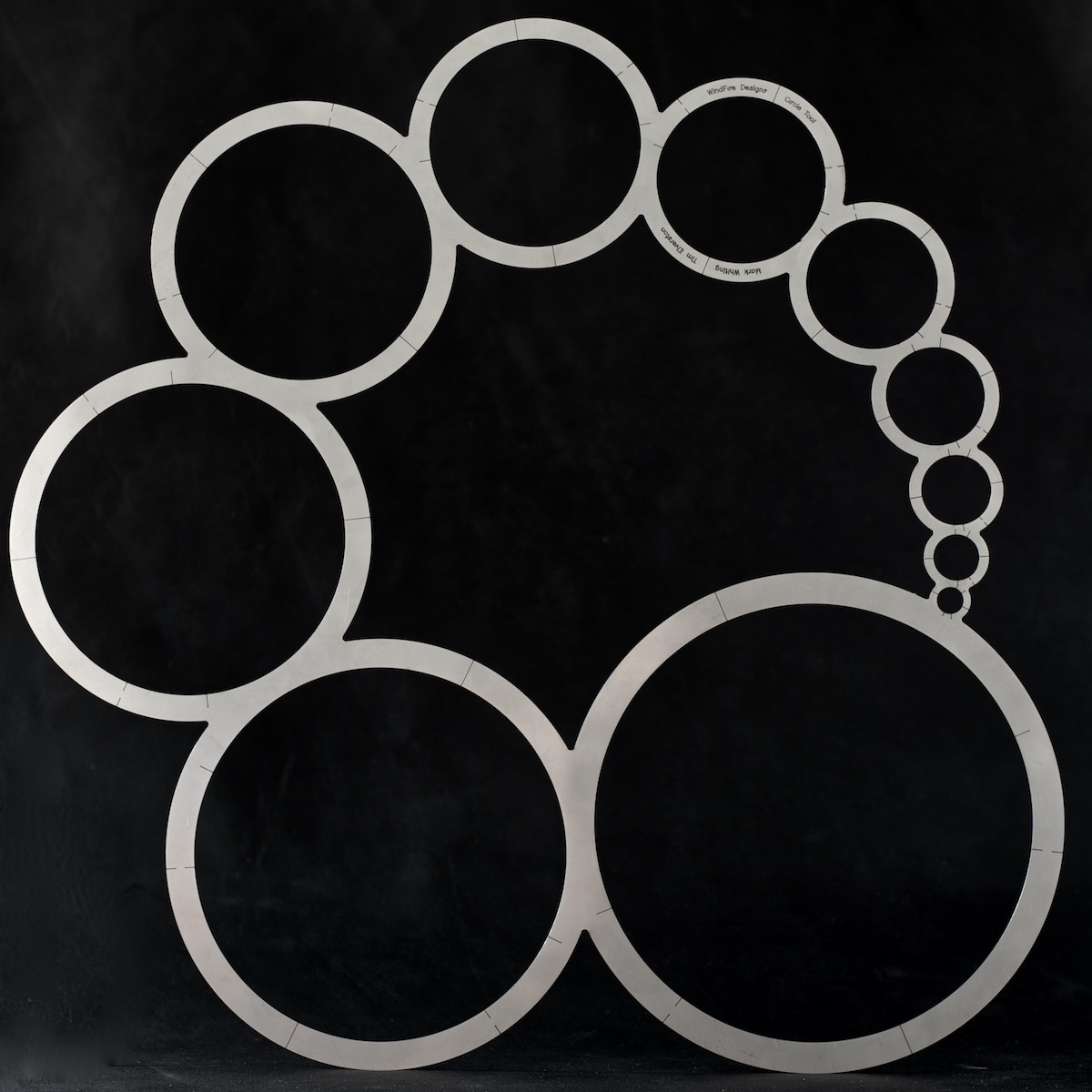 WindFire Designs Metal Circle Tool Template for hot and cold cutting circles from fabrics like dacron and other synthetics hero shot