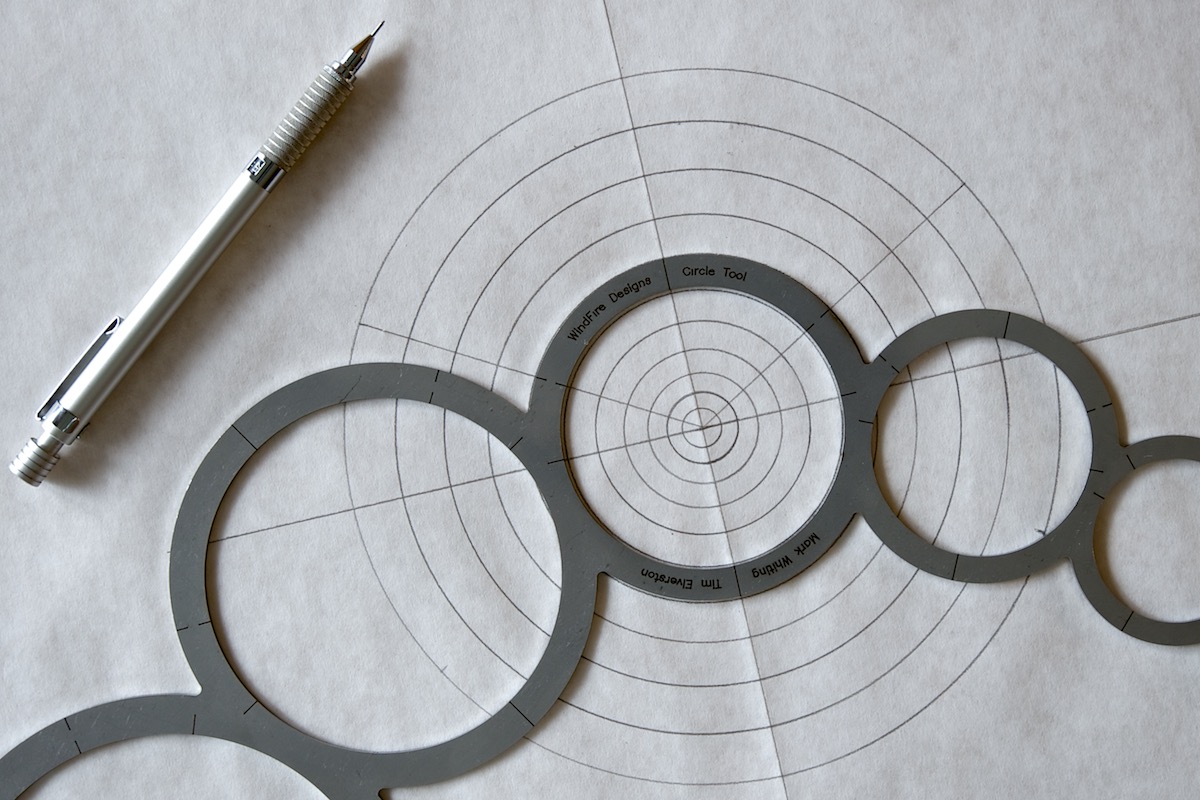 WindFire Designs Metal Circle Tool showing markings and increments for the larger metal circle template