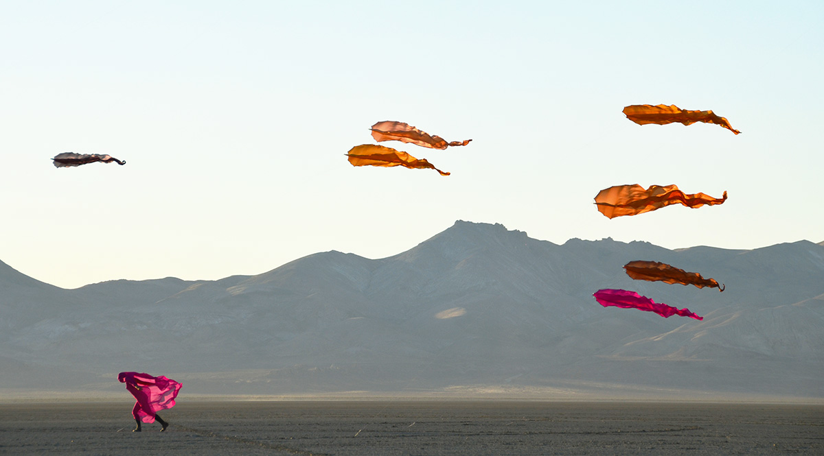 Ruth Whiting dances with silk and Flowx — Blackrock Desert NV — Tim Elverston