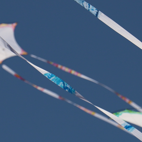 image of photon kite tails, just the tails, painted at windfire designs by ruth whiting