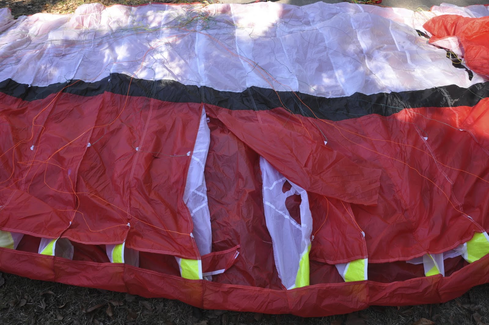 Pro Designs paraglider wing with damaged cells repaired internally